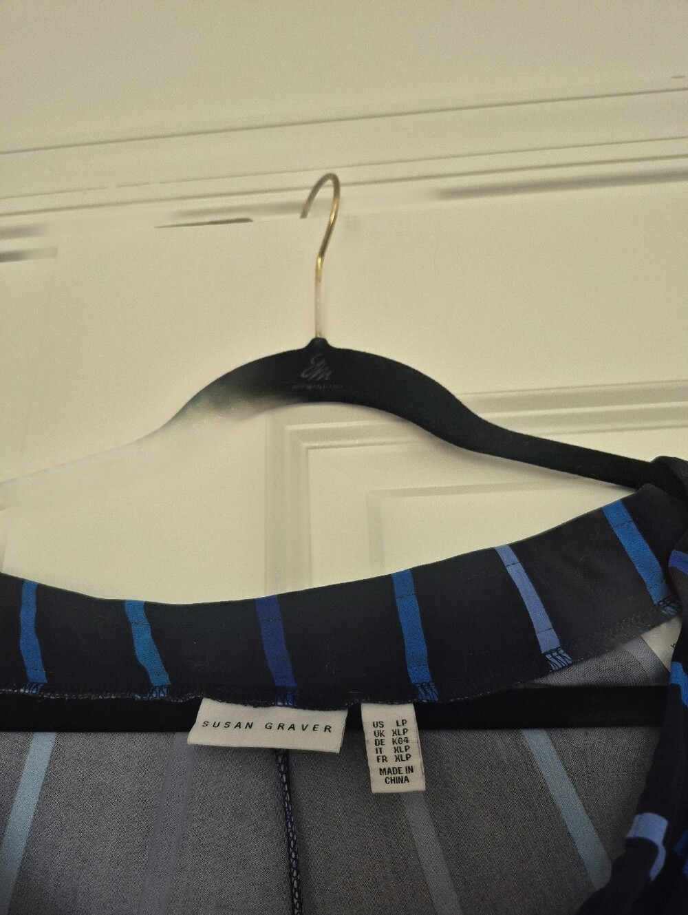 Susan Graver Navy Pants with Blue Vertical Stripes - Picture 2 of 2